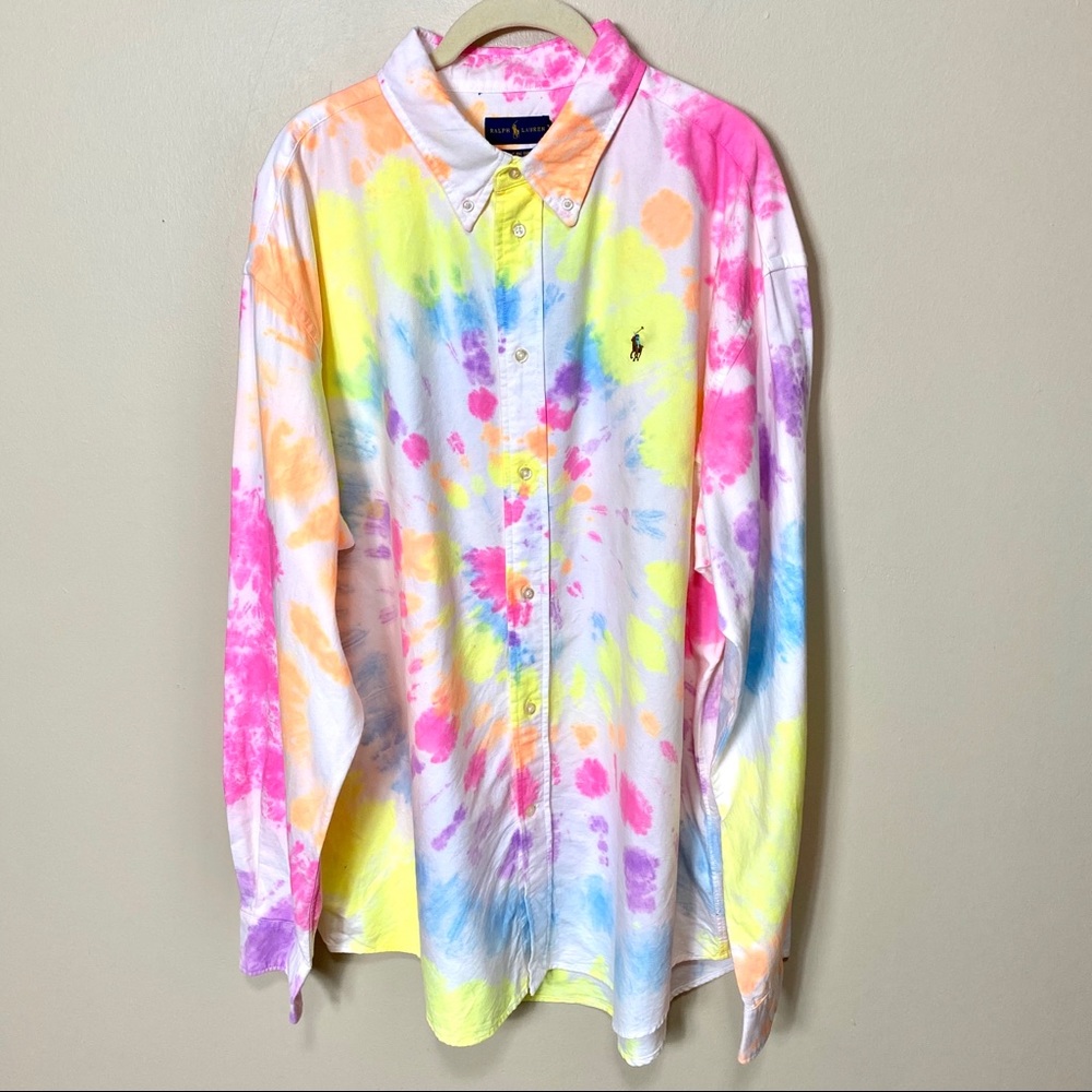 RALPH LAUREN Big Fit Tie Dye Shirt XL - Picture 5 of 14